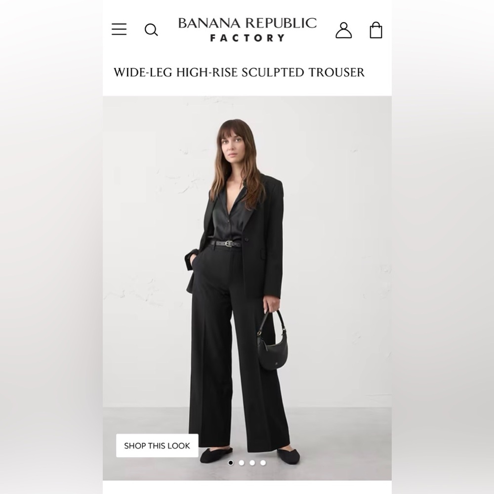 Banana Republic Factory Black Women's wide leg high rise trouser